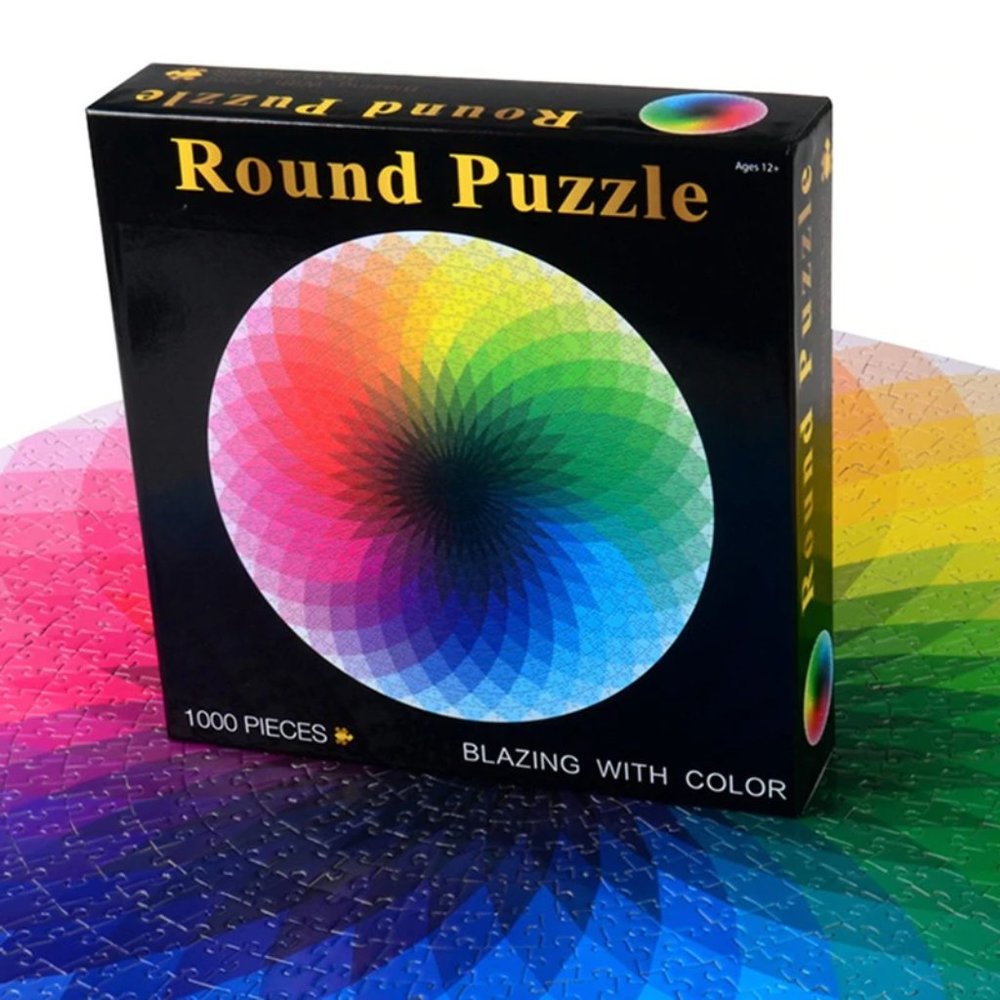 1000 Piece Round Jigsaw Puzzle Colorful Rainbow